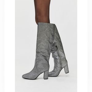 UO Isabel Sparkle Silver Tall Boot